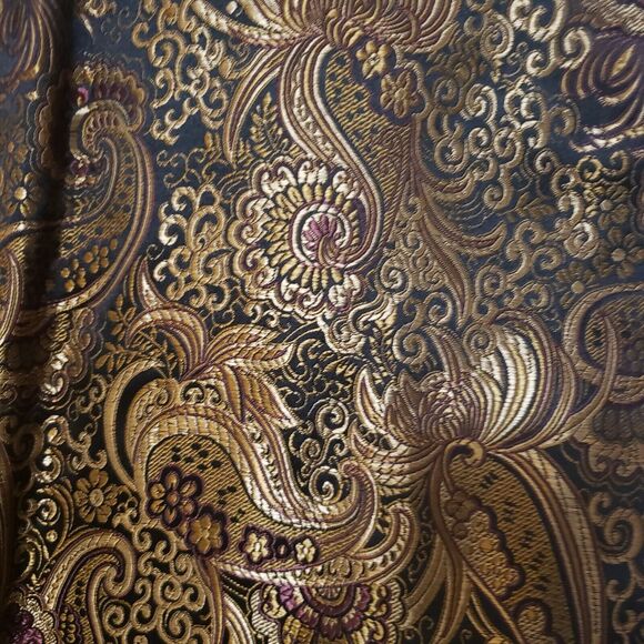 Chico's Vintage Velvet Paisley Vest Fur Trim Size 1/M Reversible Bohemian - Picture 10 of 10